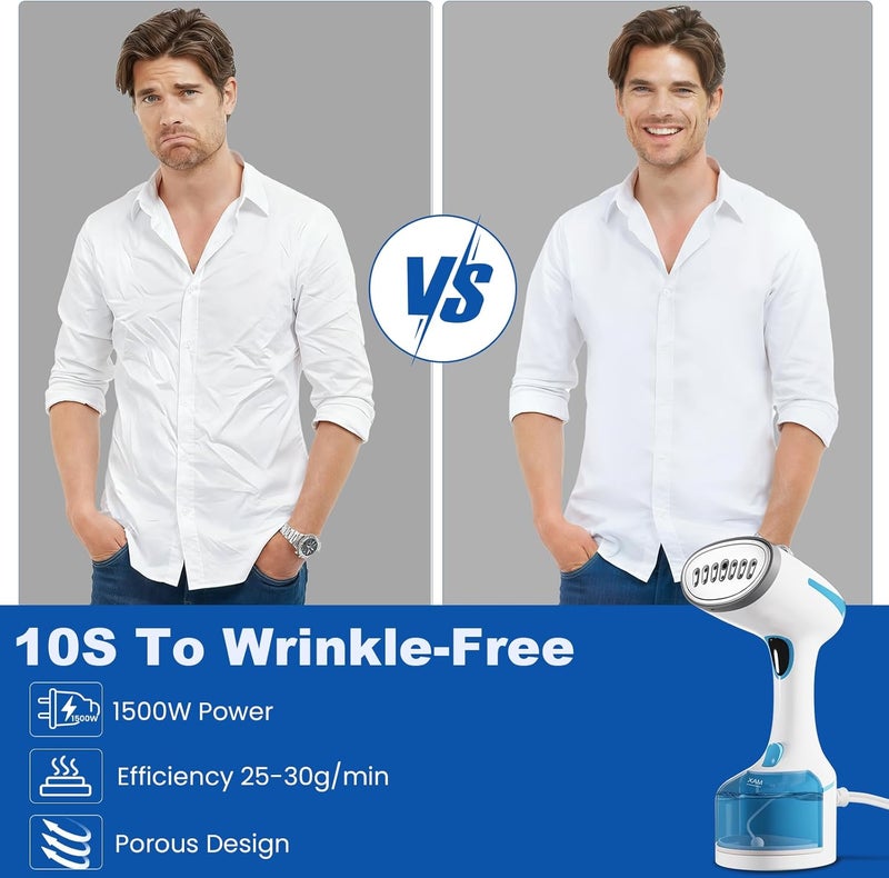 DBC Travel Steamer for Clothes 1500W, 250ml Water Tank,20S Fast Heat-up Portable Handheld Steamer for Clothes, 2 in 1 Fabric Wrinkle Remover with Fabric Brush,Ideal for Home, Office, Travel - Image 3